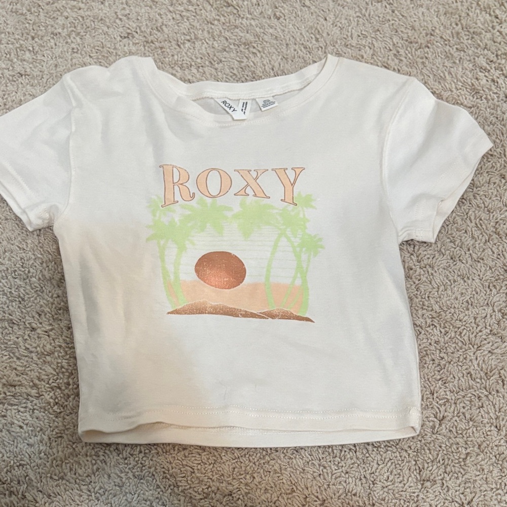 Roxy Cream Tee with Tropical Graphic